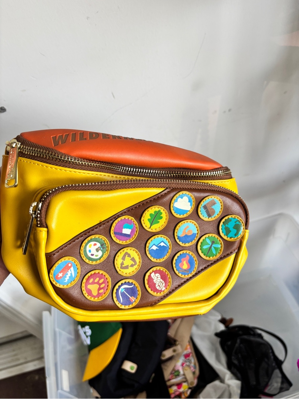 Disney UP Wilderness Explorer Yellow & Orange Patch Accent Crossbody Bag